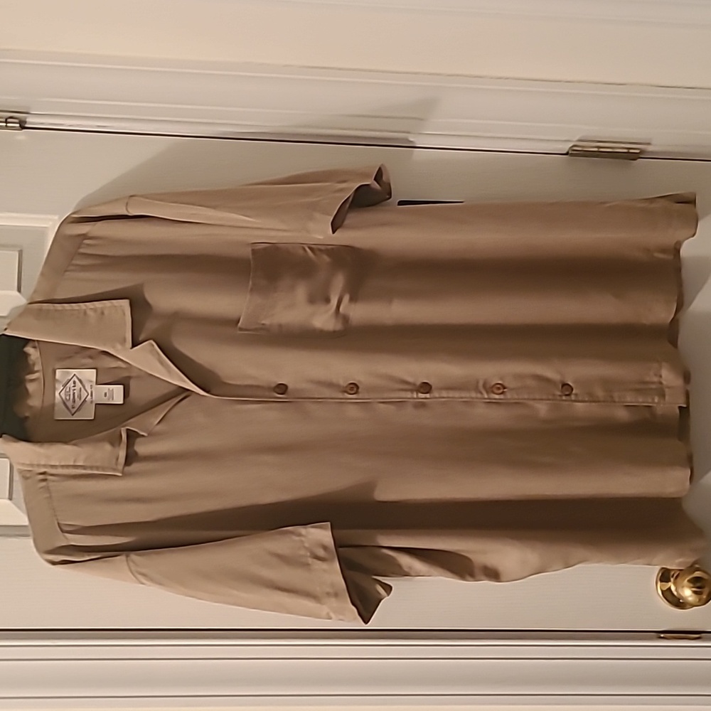 ST. JOHN'S BAY MENS BIG AND TALL BROWN SHORT SLEEVE BUTTON SHIRT SIZE XXL